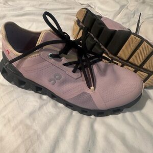 On Running Women's Light Pink and Black Sneakers